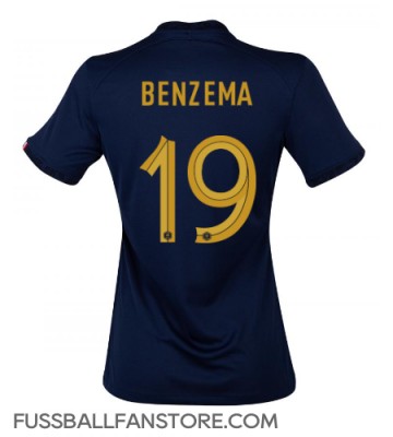Frankreich Karim Benzema #19 Replik Heimtrikot Damen WM 2022 Kurzarm